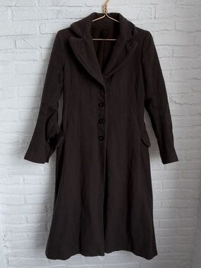 Beautiful minimalist avant-garde Masnada Dark Brown Long Women's Coat. Size 8